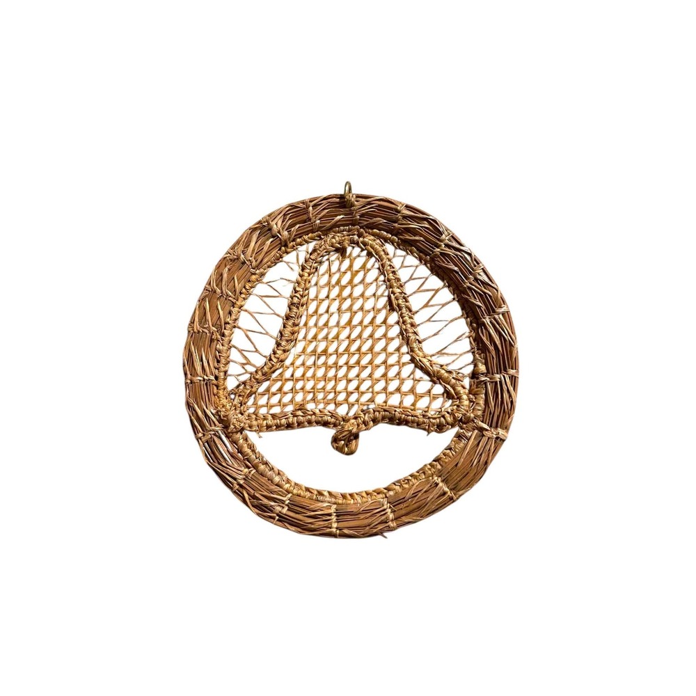 Vtg Sweetgrass Bell Handmade Ornament Wicker Approx 3" Diameter Sentimental Gift